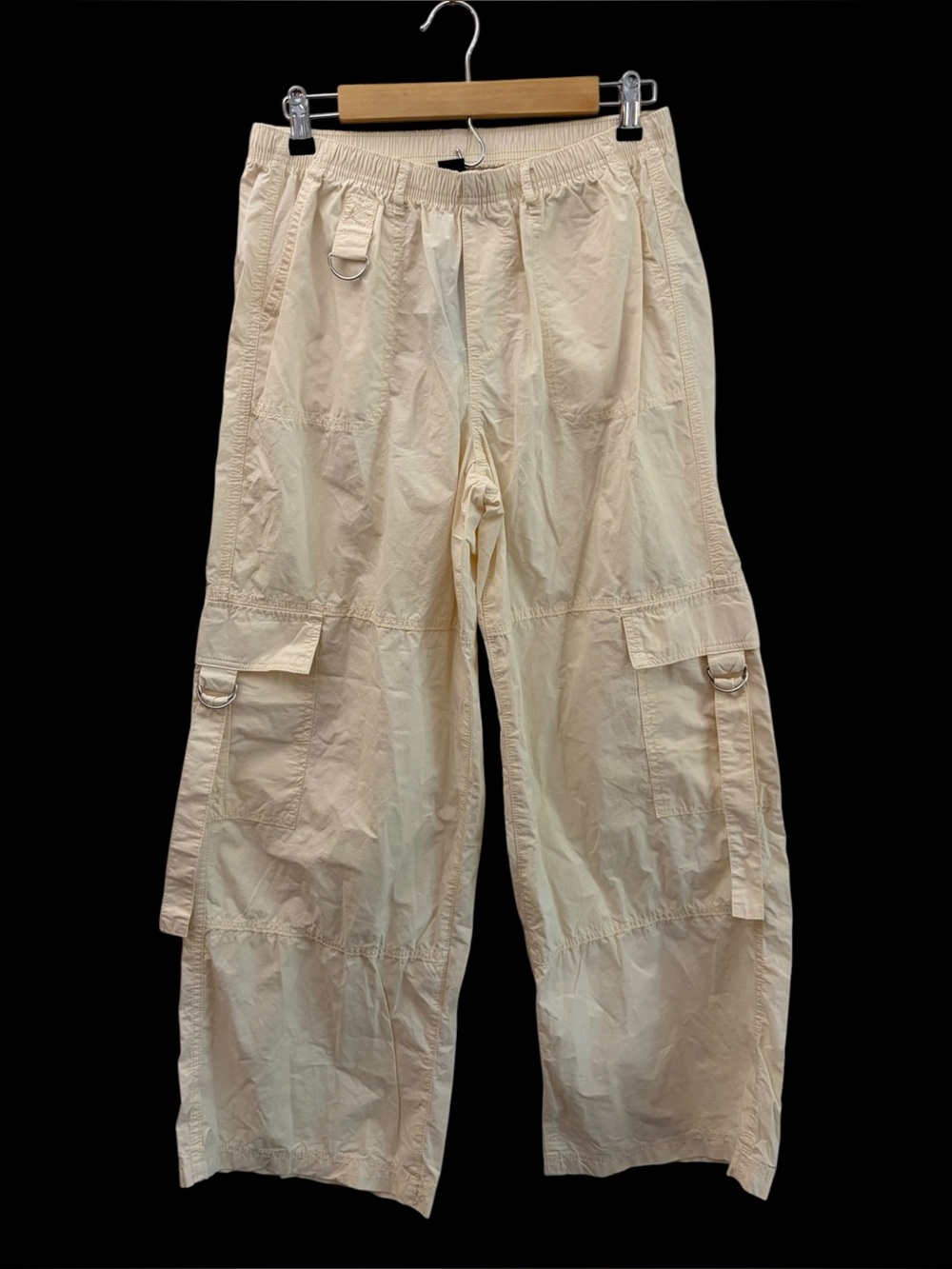 NWT Wild Fable Parachute 100% Cotton Cream Cargo Utility Pants (M) Lightweight